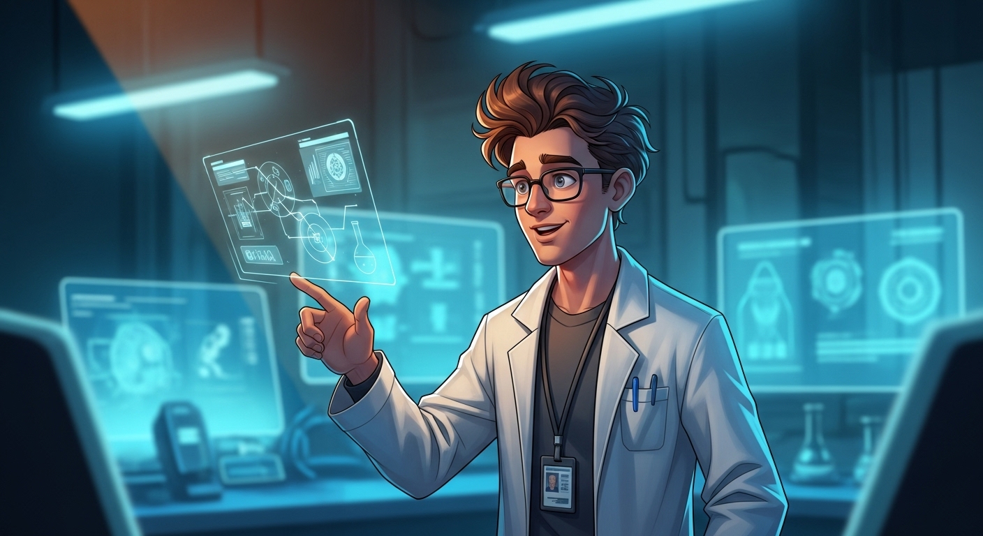 Adam explicando seu experimento