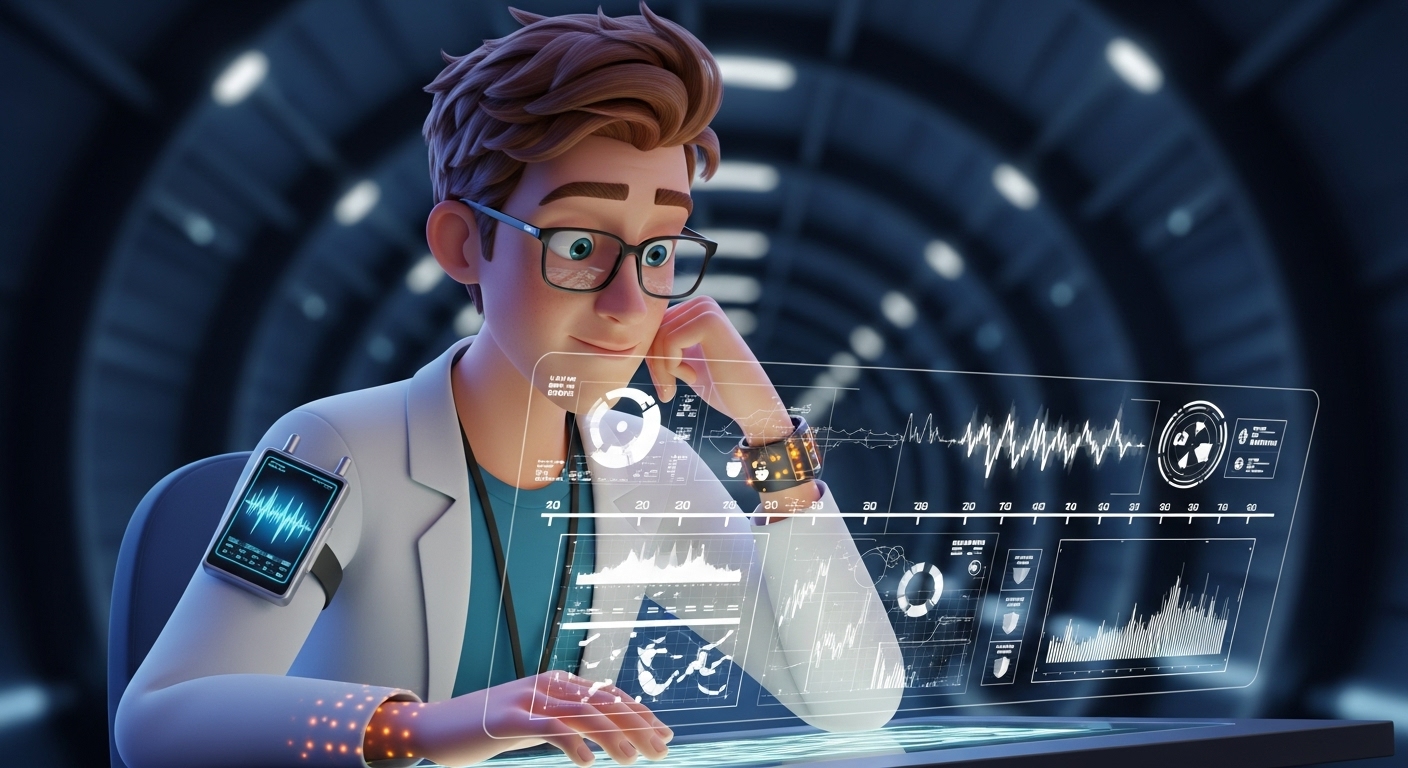 Adam pensativo no laboratório