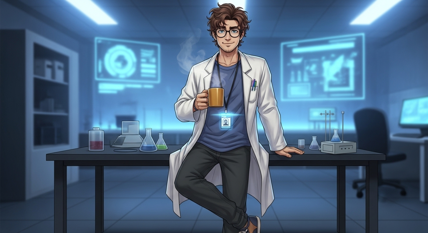 Adam numa pausa para café